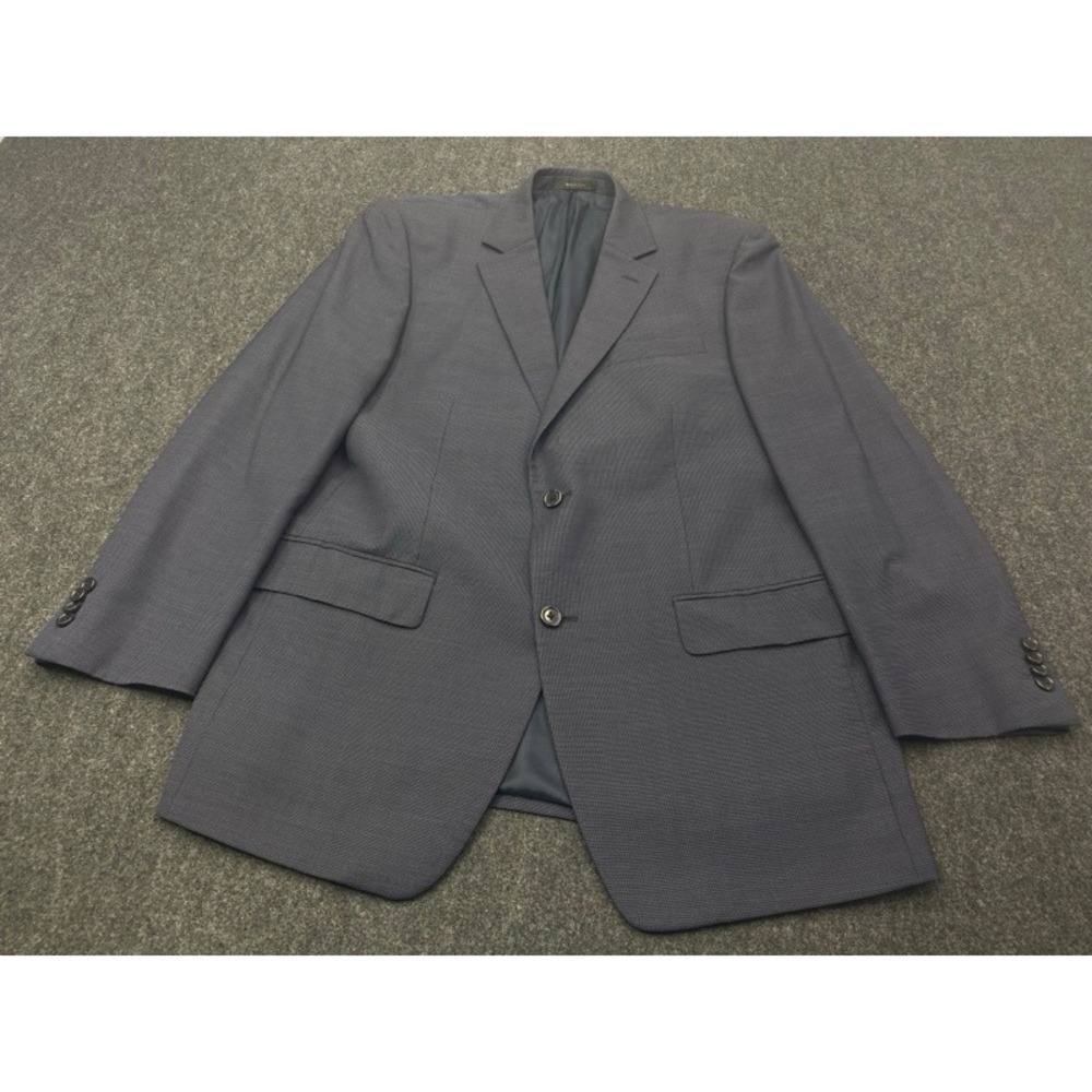 Unbranded Blazer Mens 42R Navy Blue Micro Check Two Button Notch Lapel Jacket